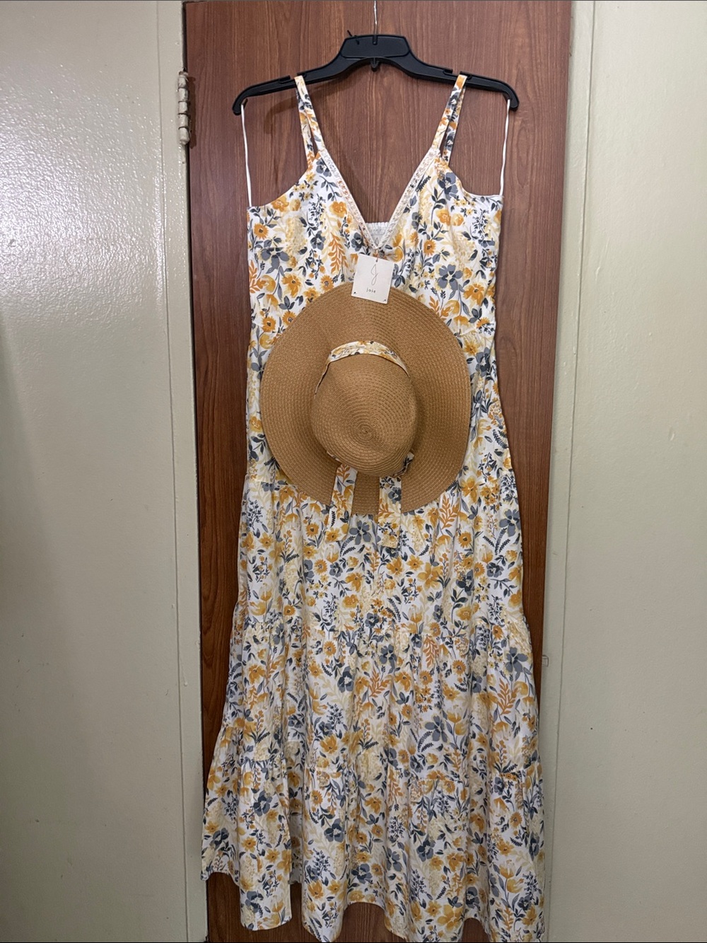 Joie Floral Maxi Dress in White, Yellow & Gray